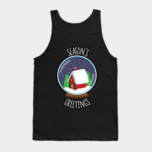 Season's Greetings Cozy Cabin Snowglobe Design Tank Top